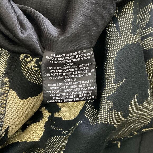 Belle Badgley Mischka black & gold floral metallic beaded sheath dress size 12 - Picture 4 of 9